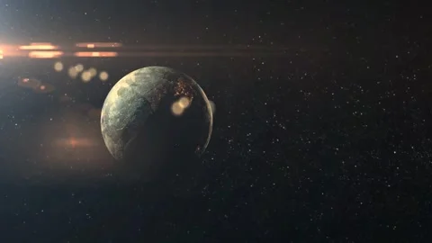 Planet Earth and the moon orbit in outer space. Realistic clouds and sea surface Stock Footage 249737987
