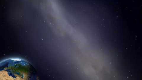 Planet Earth and Moon Orbiting in Deep Space Loop Stock Footage 344832108