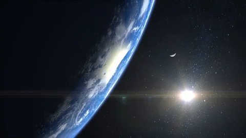 Planet earth and moon. View from space. The camera is approaching Earth. Stars Stock Footage 118768577