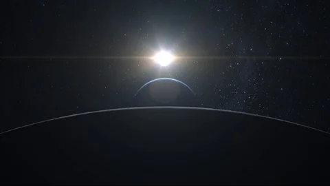 Planet earth and moon. View from space. The sun begins to gradually illuminate Stock Footage 119926403