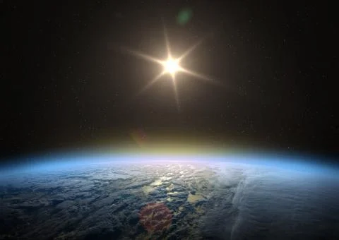 Planet Earth and Sun. Stock Photos