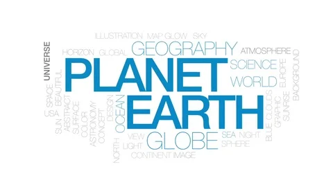 Planet earth animated word cloud, text design animation. Kinetic typography. Stock Footage 78768625
