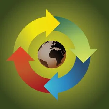 Planet earth in arrow circle Stock Illustration