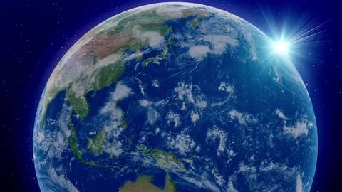 Planet Earth Background spinning globe with Sun Stock Footage 236424603