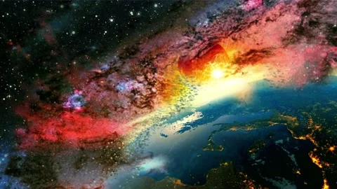 Planet earth being destroyed by commit in global apocalypse Video stock 143400603