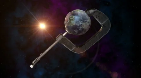 Planet Earth being squeezed in a clamp Video stock 57652407