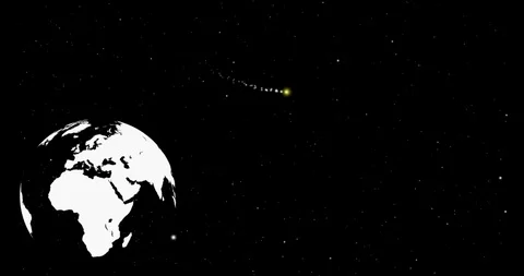 Planet Earth In Black And White And Stars In Movement Stock Footage 108917690