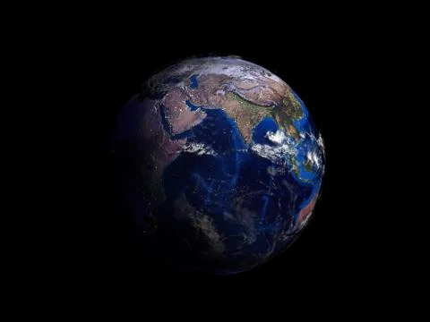 Planet earth on black background view from space 3d illustration Stock Illustration