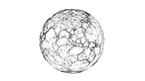 Planet earth. Black sphere shape ball with digital data and network connectio Stock Footage
