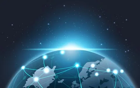Planet Earth of Blockchain technology concept, database data cryptocurrency b Illustrazione stock