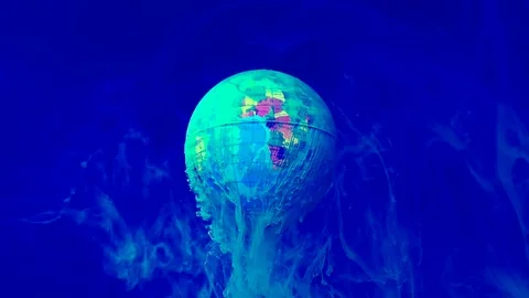 Planet earth on a blue space background. Depletion of the Earth. Video stock 123335431