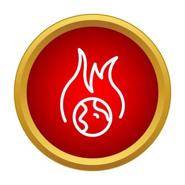 Planet earth burning causing global warming icon Stock Illustration