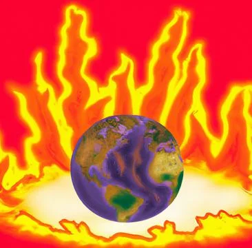 Planet earth burning Stock Illustration