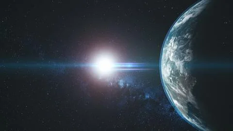 Planet earth circle round flare sun beam glow Stock Illustration