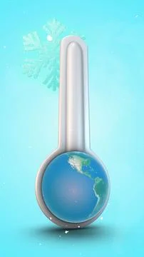 Planet Earth Climate Shift from Warm to Cool Illustration