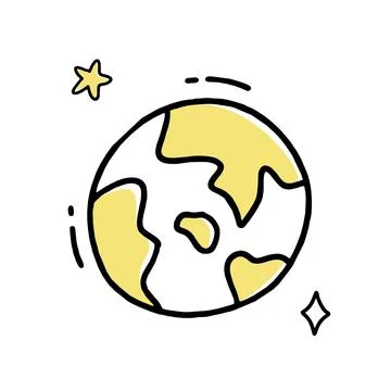 Planet earth clipart doodle. Vector illustration in line Stock Illustration