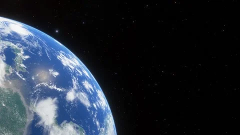 Planet Earth close-up rotation in space. Earth with halo orbits in space Stock Footage 161492034