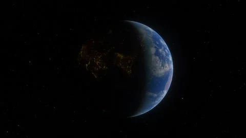 Planet Earth close-up rotation in space. Earth with halo orbits in space Stock Footage 161492064