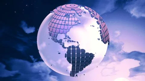 Planet Earth on the clouds background. Stock Illustration