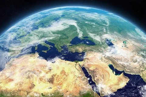 Planet Earth with clouds. Stockfoto's