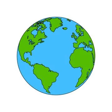 Planet Earth colored, the coloring vector Stock Illustration