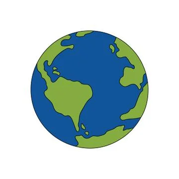 Planet Earth colored, the coloring vector Stock Illustration