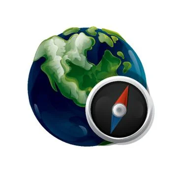 Planet earth with compass concept Stock Illustration