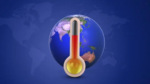 Planet Earth Concept with Temperature Gauge Stock Footage 330785771