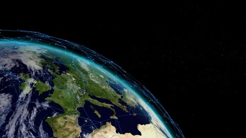 Planet Earth with a constellation of satellites orbiting around it, connect.. 스톡 동영상 307438797