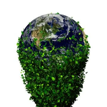 Planet earth covered with the leaves. Eco globe. Stock Illustration