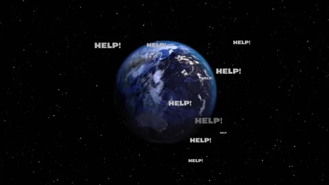 Planet Earth Cries for Help - Animation Stock Footage 161130280