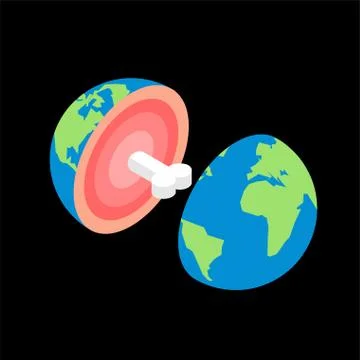 Planet earth in cut with bone. structure of planet Stock Illustration