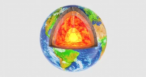 Planet Earth cutaway showing crust mantle outer core and inner core  rotati.. Stock Footage 337727760