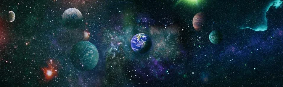 Planet Earth in dark outer space. View of the earth from the moon. Elements o Illustrazione stock