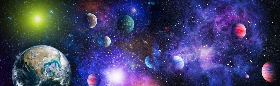 Planet Earth in dark outer space. View of the earth from the moon. Elements o Stockillustratie