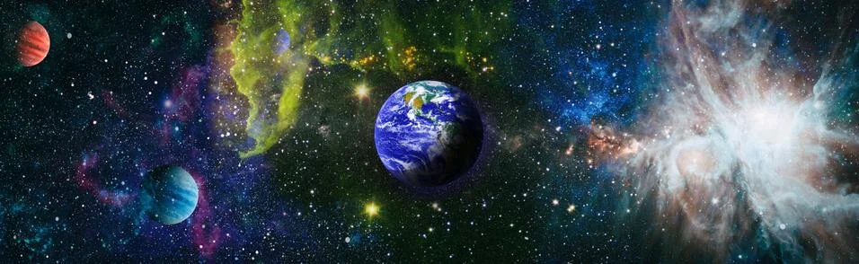 Planet Earth in dark outer space. View of the earth from the moon. Elements o Ilustração Stock