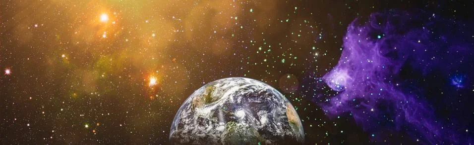 Planet Earth in dark outer space. View of the earth from the moon. Elements o Ilustração Stock