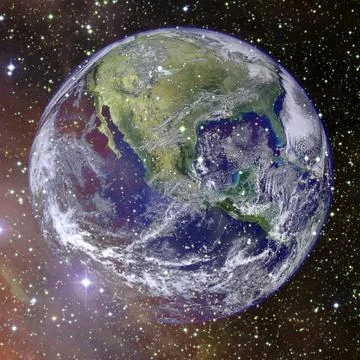 Planet Earth in deep space. Elements of this image furnished by NASA Stock Illustration