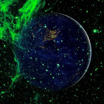 Planet Earth in deep space. Elements of this image furnished by NASA Stockillustratie