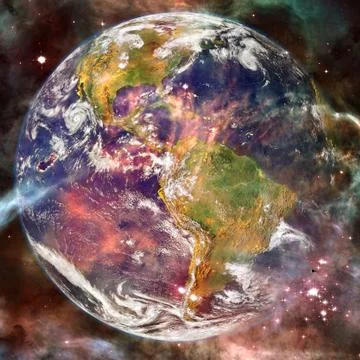 Planet Earth in deep space. Elements of this image furnished by NASA 스톡 사진