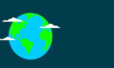 Planet Earth design with Clouds around it in minimal cartoon style Illustrazione stock