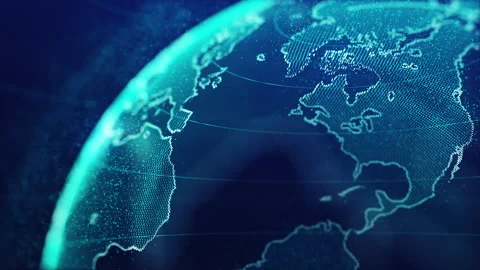 Planet Earth on digital and technology rotating Stock Footage 140879698