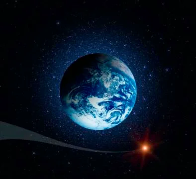 Planet Earth. Earth in the endless stellar space. Stock Photos