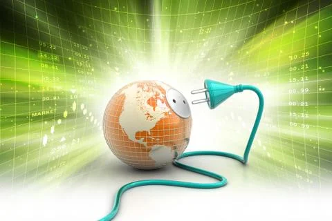 Planet Earth with electric cable Stock Illustration