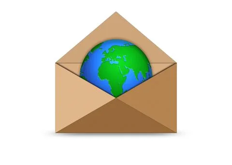 Planet Earth in an envelope Stock Illustration