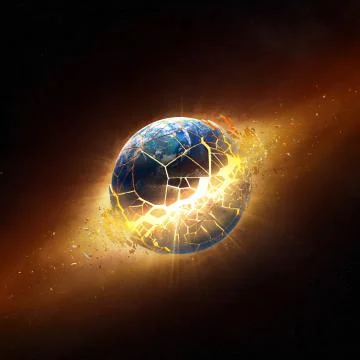 Planet earth explode in space Illustrazione stock