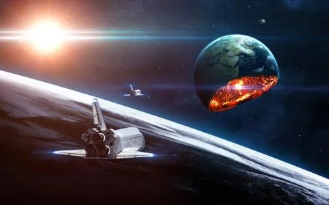 Planet Earth exploding Stock Photos