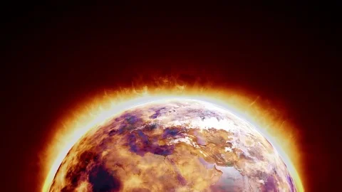 Planet Earth on Fire, 4K 3D Rendering Animation Stock Footage 73427720