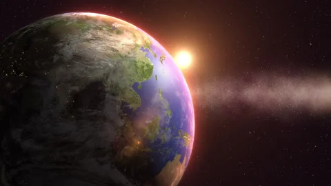 Planet Earth in galaxy space Stock Footage 249401351
