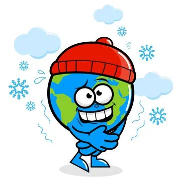 Planet earth getting cold in winter. Vector illustration Stock Illustration